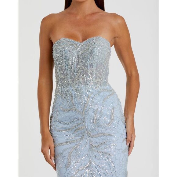 Mac Duggal NWT Strapless Embellished Trumpet Gown in Powder Blue Size 4 - Picture 2 of 9